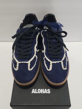 Alohas Crochet Navy Leather Sneakers (SZ 42)